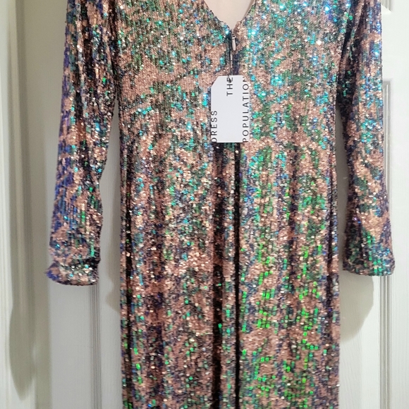 New! Dress the Population Emery blush multi sequin bodycon gown dress - Picture 6 of 7